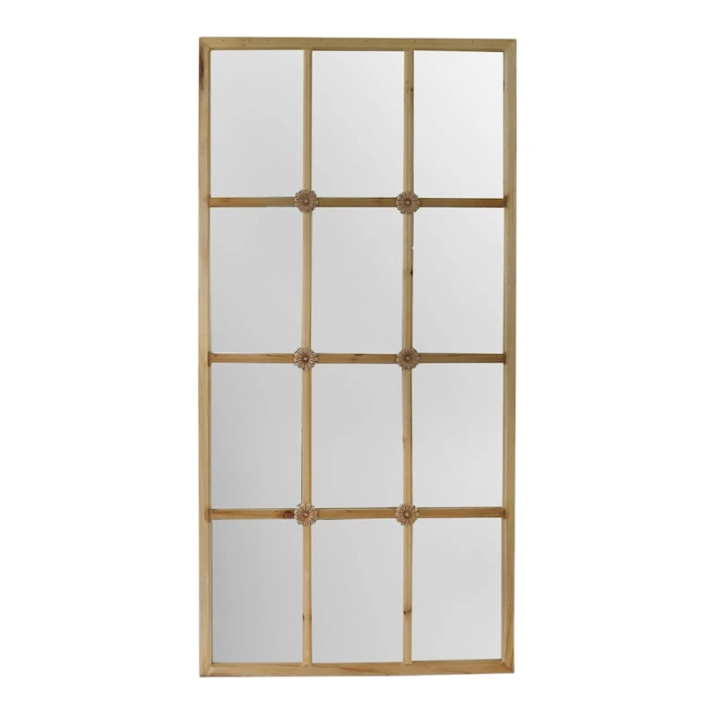 Natural Wood Framed Panel Wall Mirror, 20x40 3 Natural Wood Framed Panel Wall Mirror, 20x40