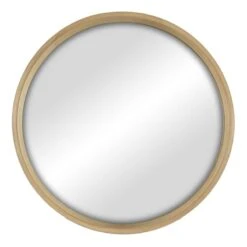 Natural Wood Round Wall Mirror, 18"