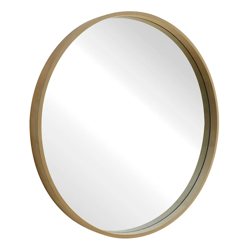 Natural Wood Round Wall Mirror, 28" 4 Natural Wood Round Wall Mirror, 28" - Image 2