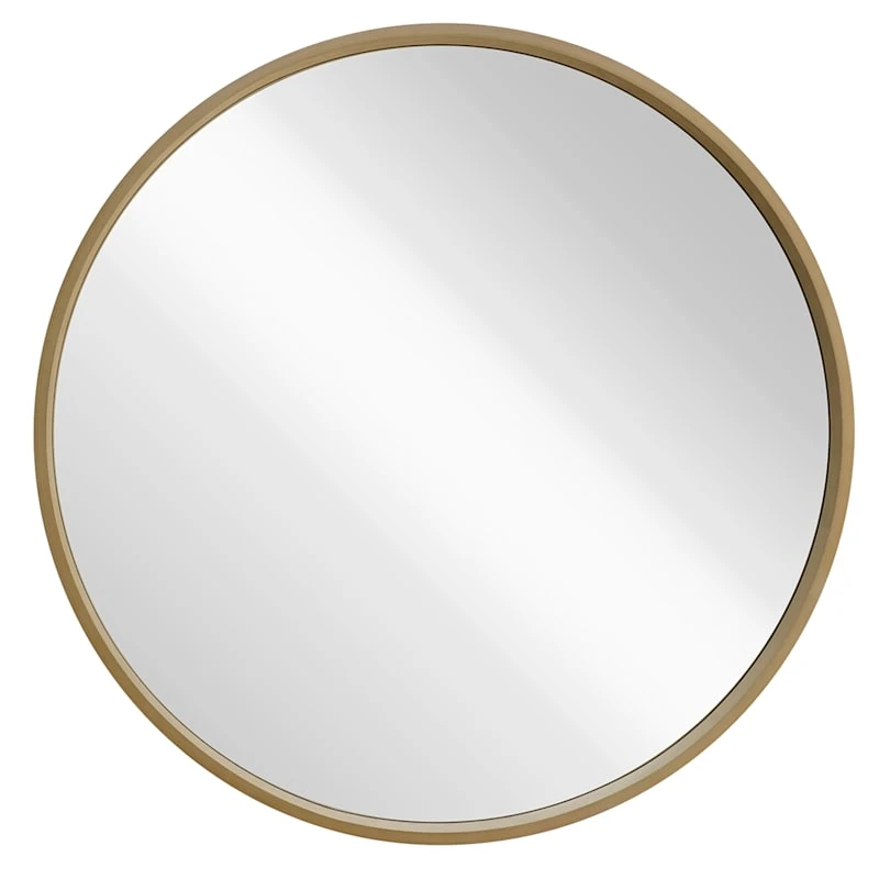 Natural Wood Round Wall Mirror, 28" 3 Natural Wood Round Wall Mirror, 28"