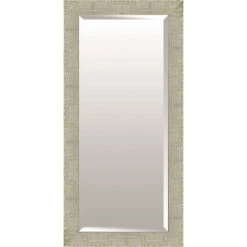 Organic Silver & Champagne Solid Wood Floor Mirror, 32x68