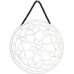 Ornate Medallion Cutout With Beaded Hanger Wall Decor, 18"