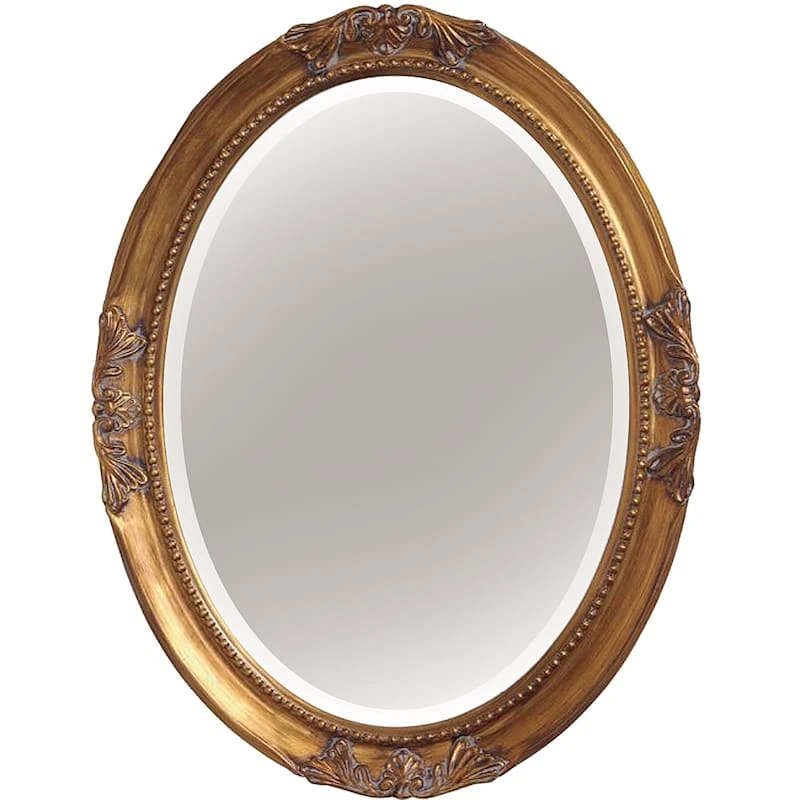 Oval Polyurethane Framed Antique Gold Wall Mirror, 25x33 3 Oval Polyurethane Framed Antique Gold Wall Mirror, 25x33