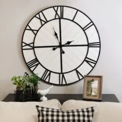 Oversized Henry Black & White Wood Wall Clock, 31.5" -Athome Sales oversized henry black white wood wall clock 31.5 4