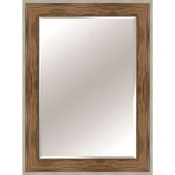 Pecan Wood & Silver Framed Wall Mirror, 32x44