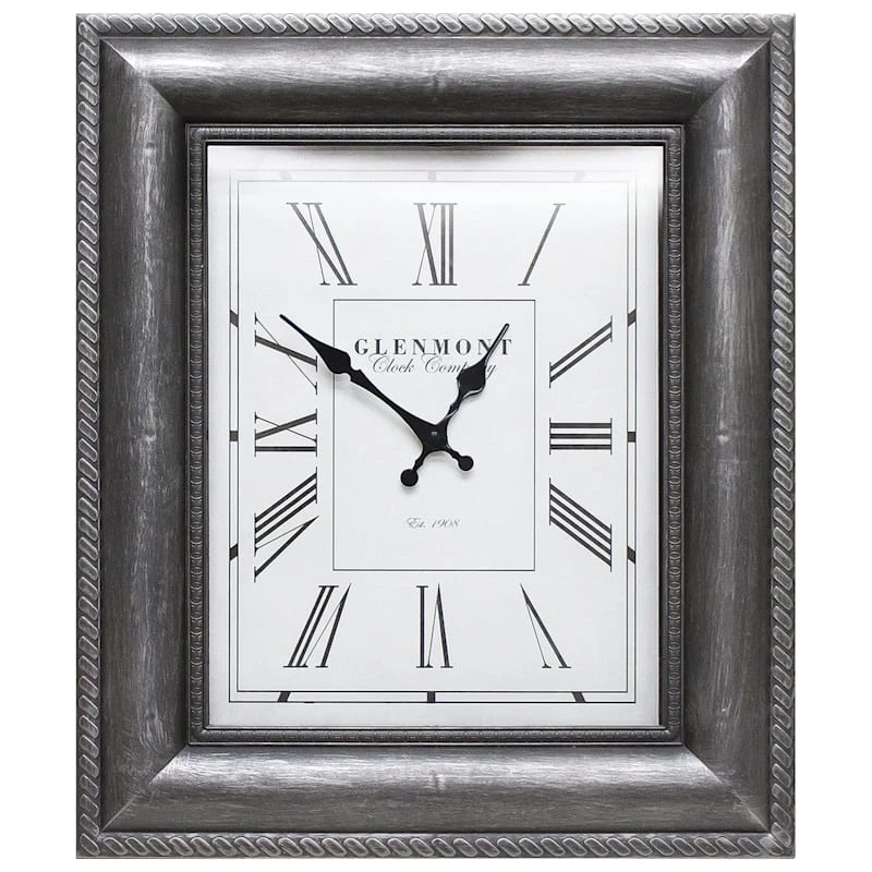 Pewter Embossed Frame Wall Clock, 16x20 3 Pewter Embossed Frame Wall Clock, 16x20