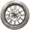 Pewter Round Wall Clock With Cutout Gear, 20" -Athome Sales pewter round wall clock with cutout gear 20