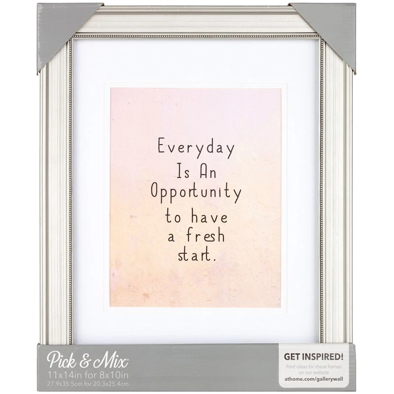 Pick & Mix 11x14 Matted To 8x10 Beaded Wall Frame, Silver 4 Pick & Mix 11x14 Matted To 8x10 Beaded Wall Frame, Silver - Image 2