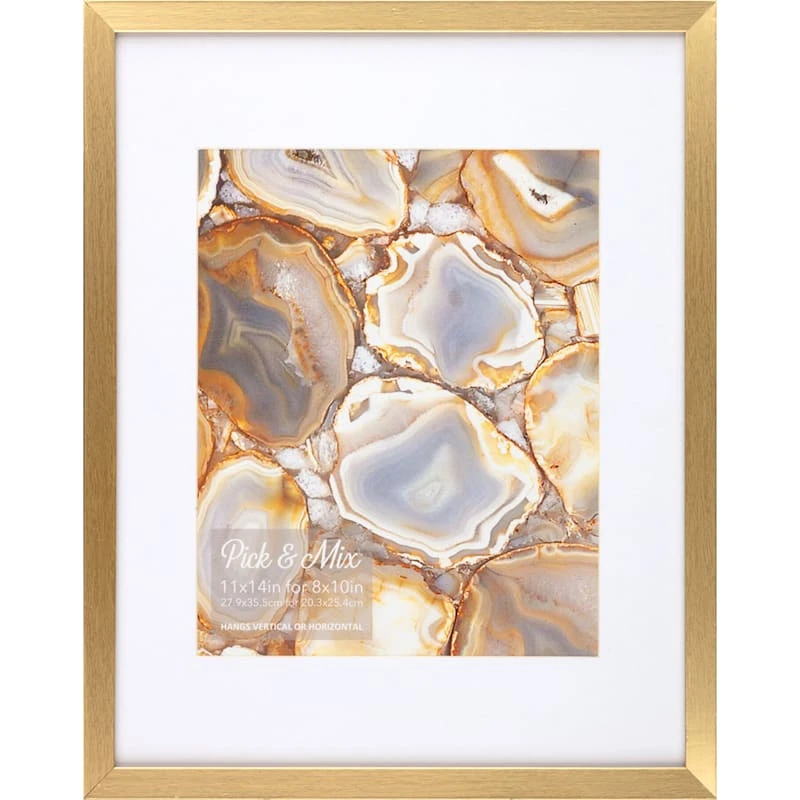 Pick & Mix 11x14 To 8x10 Linear Wall Frame, Gold 3 Pick & Mix 11x14 To 8x10 Linear Wall Frame, Gold