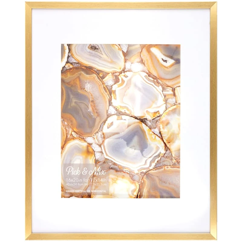 Pick & Mix 16x20 Matted To 11x14 Linear Wall Frame, Gold 3 Pick & Mix 16x20 Matted To 11x14 Linear Wall Frame, Gold