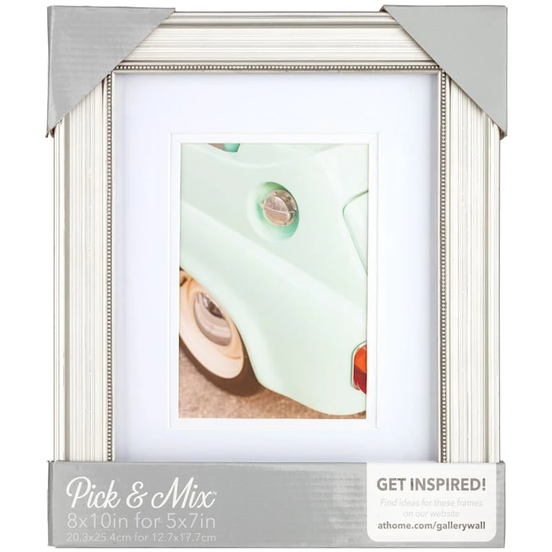 Pick & Mix 8x10 Matted To 5x7 Beaded Wall Frame, Silver 4 Pick & Mix 8x10 Matted To 5x7 Beaded Wall Frame, Silver - Image 2