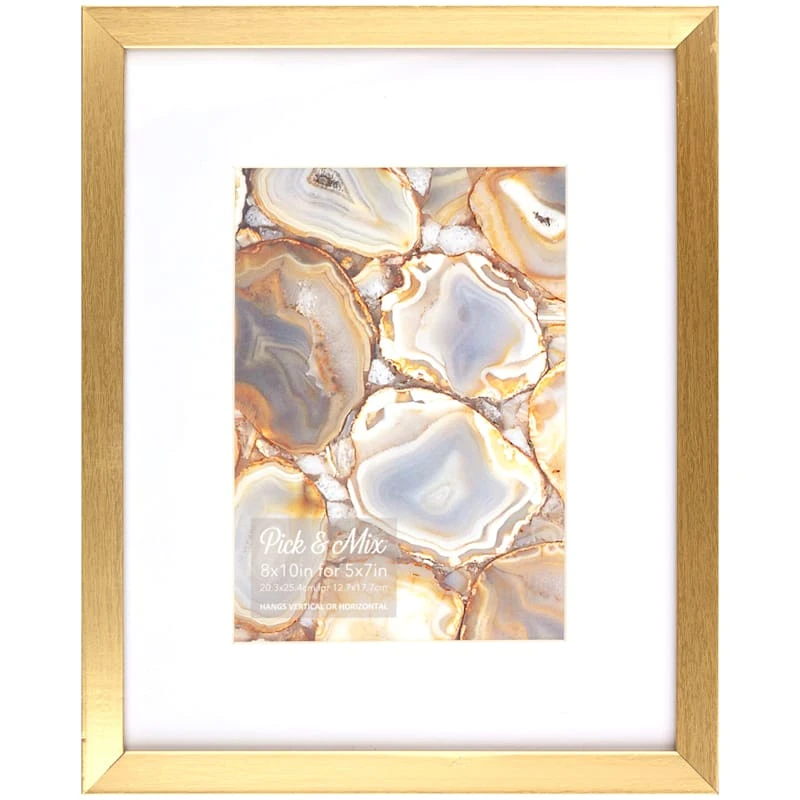 Pick & Mix 8x10 Matted To 5x7 Linear Wall Frame, Gold 3 Pick & Mix 8x10 Matted To 5x7 Linear Wall Frame, Gold