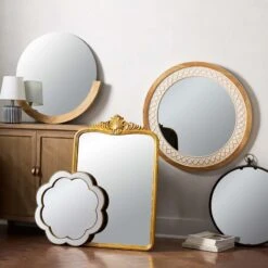 Providence Flower Shape Framed Wall Mirror, 22" -Athome Sales providence flower shape framed wall mirror 22 2