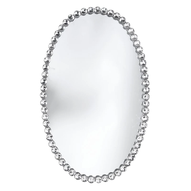 Providence Silver Metal Beaded Oval Wall Mirror, 14x22 3 Providence Silver Metal Beaded Oval Wall Mirror, 14x22