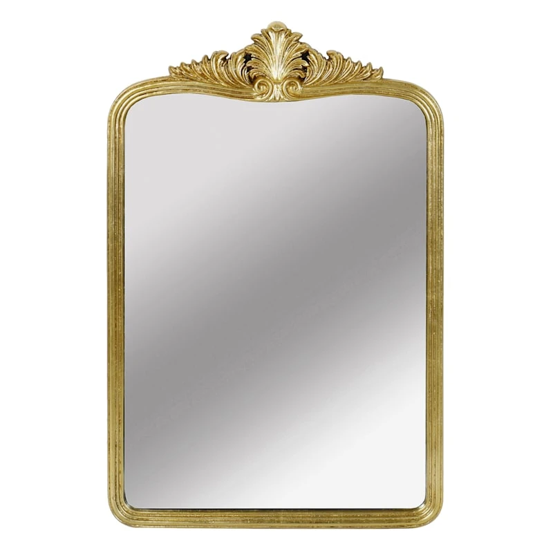 Providence Wood Gold Ornate Top Wall Mirror, 25x37 3 Providence Wood Gold Ornate Top Wall Mirror, 25x37