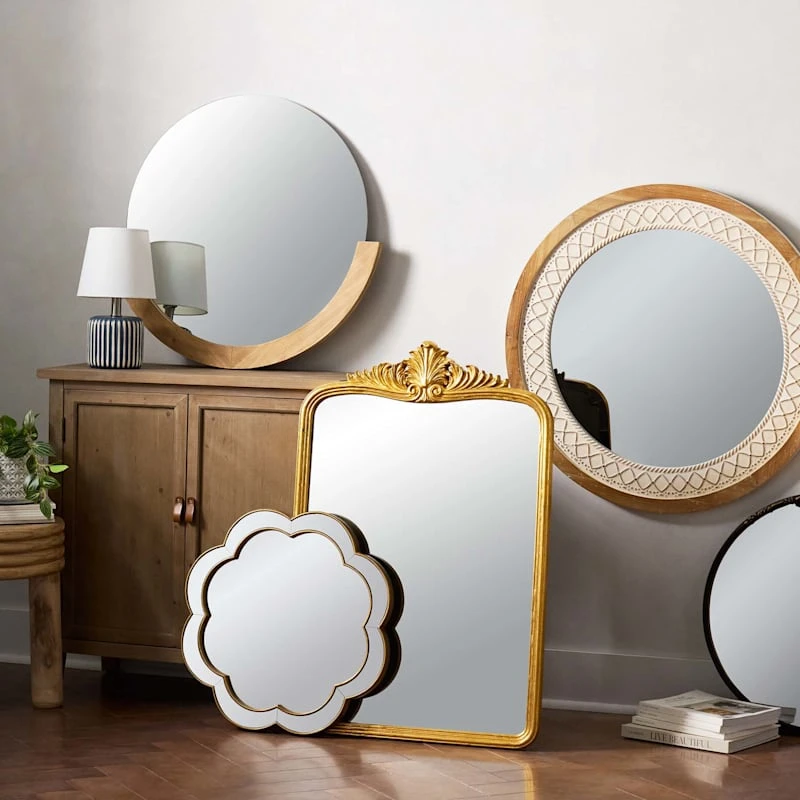 Providence Wood Gold Ornate Top Wall Mirror, 25x37 5 Providence Wood Gold Ornate Top Wall Mirror, 25x37 - Image 3