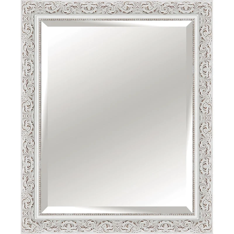 Rectangle Solid Wood Antique White Wall Mirror, 28x34 3 Rectangle Solid Wood Antique White Wall Mirror, 28x34