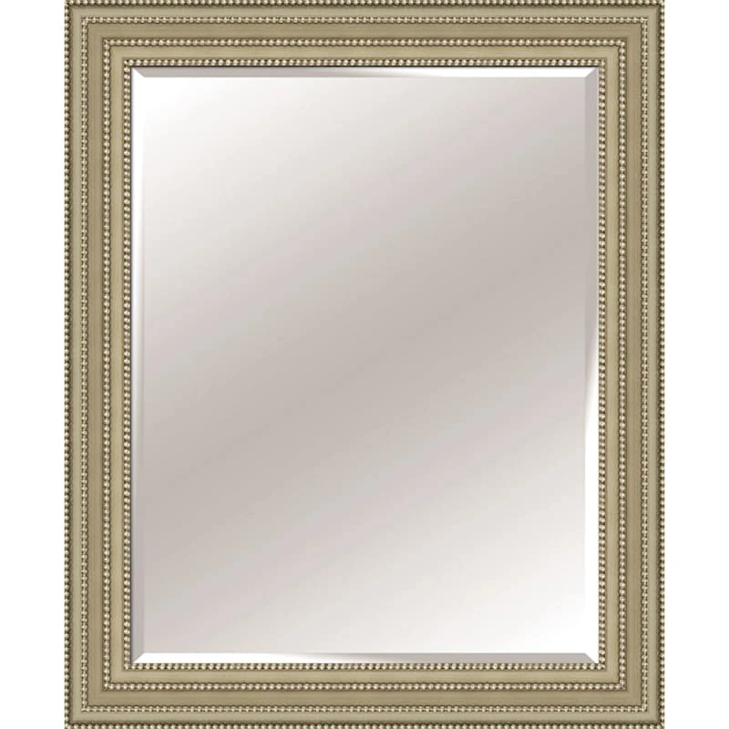 Rectangle Solid Wood Quad Beads Champagne Wall Mirror, 36x46 3 Rectangle Solid Wood Quad Beads Champagne Wall Mirror, 36x46