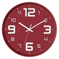 Red & White Modern 3D Dial Round Wall Clock, 12"