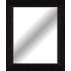 Ribbed Bronze Framed Beveled Wall Mirror, 29x35