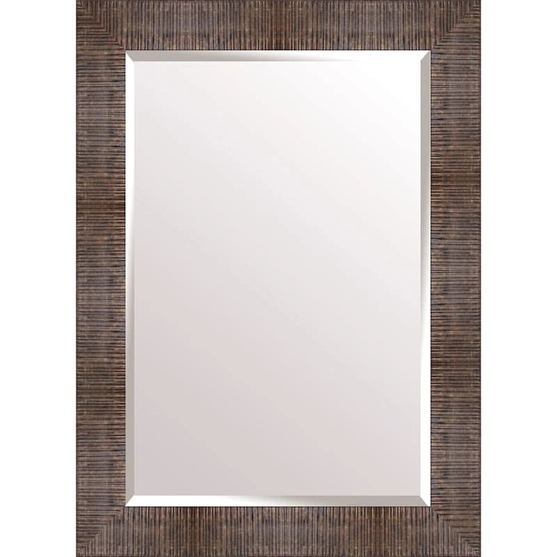 Ribbed Bronze Wall Mirror, 32x44 3 Ribbed Bronze Wall Mirror, 32x44