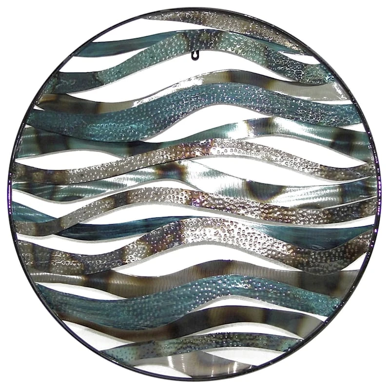 Round Wave Metal Wall Decor, 30" 3 Round Wave Metal Wall Decor, 30"
