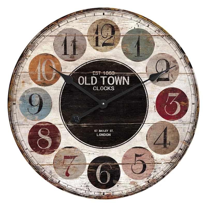 Round Wood Wall Clock, 23" 3 Round Wood Wall Clock, 23"