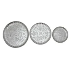Set Of 3 Silver Metal Discs Wall Decor