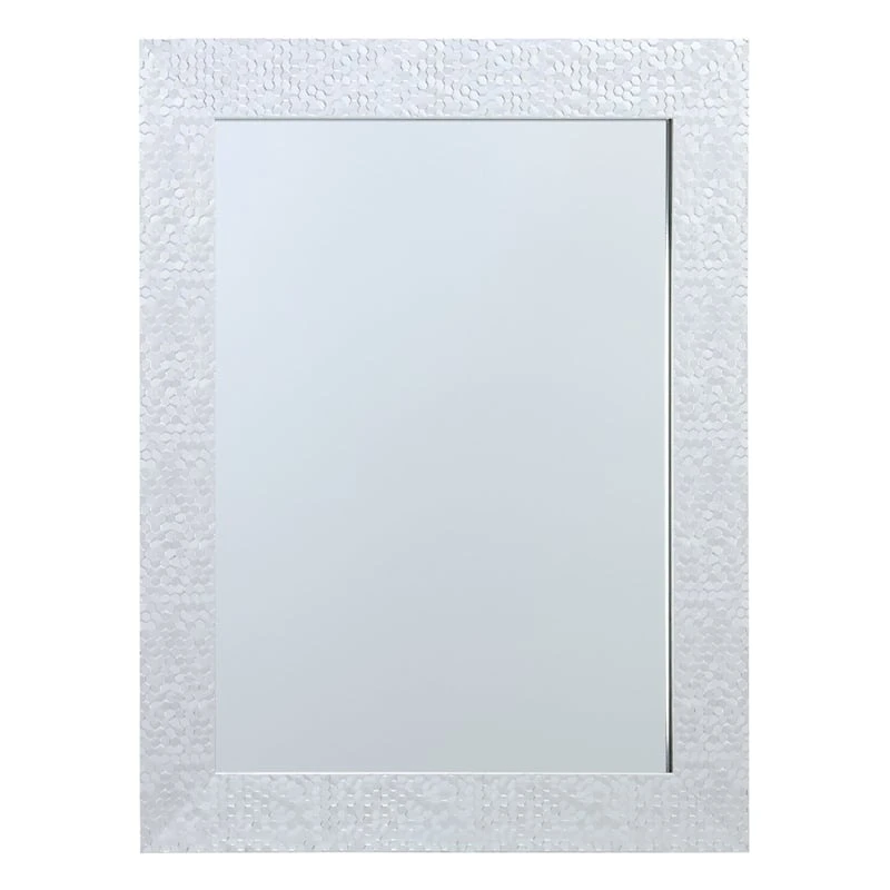 Silver Hexagon Textured Framed Wall Mirror, 22x28 3 Silver Hexagon Textured Framed Wall Mirror, 22x28
