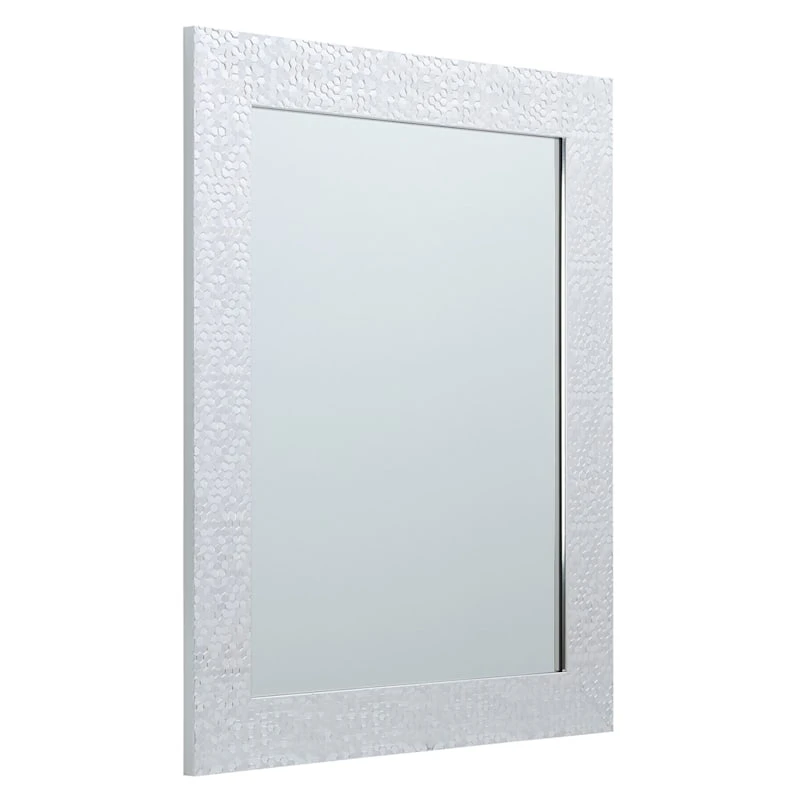 Silver Hexagon Textured Framed Wall Mirror, 22x28 4 Silver Hexagon Textured Framed Wall Mirror, 22x28 - Image 2