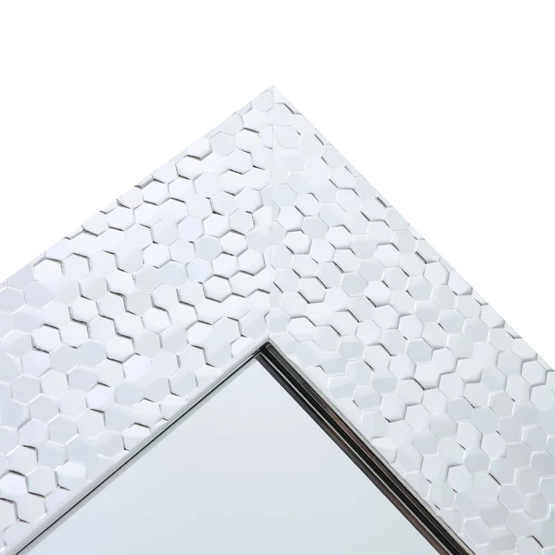 Silver Hexagon Textured Framed Wall Mirror, 22x28 6 Silver Hexagon Textured Framed Wall Mirror, 22x28 - Image 4