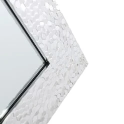 Silver Hexagon Textured Framed Wall Mirror, 24x58 -Athome Sales silver hexagon textured framed wall mirror 24x58 4