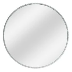 Silver Metal Gallery Round Wall Mirror, 30"