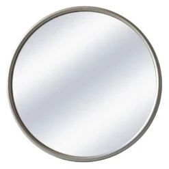 Silver Metal Round Wall Mirror, 22"