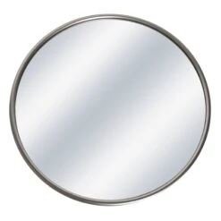 Silver Metal Round Wall Mirror, 32"