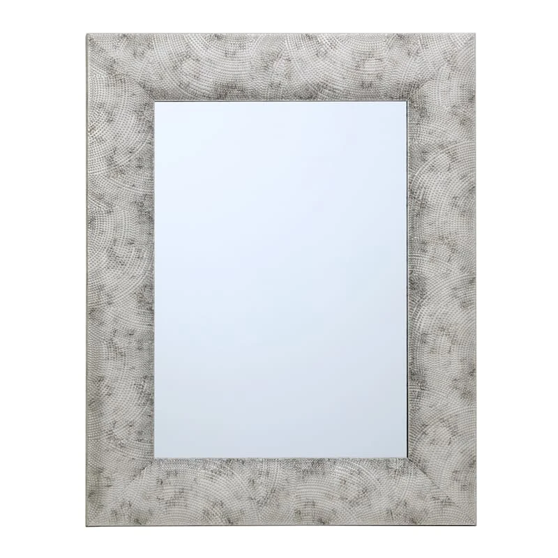 Silver Raised Dots Framed Wall Mirror, 22x28 3 Silver Raised Dots Framed Wall Mirror, 22x28