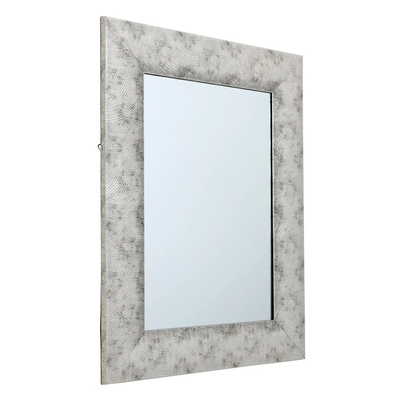 Silver Raised Dots Framed Wall Mirror, 22x28 4 Silver Raised Dots Framed Wall Mirror, 22x28 - Image 2