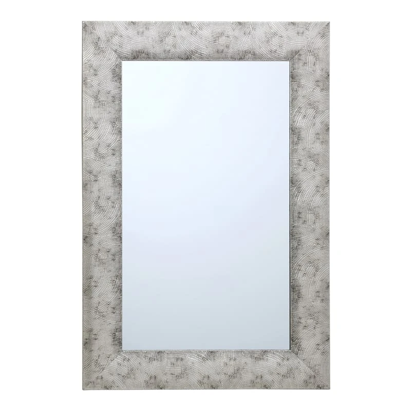 Silver Raised Dots Framed Wall Mirror, 24x36 3 Silver Raised Dots Framed Wall Mirror, 24x36