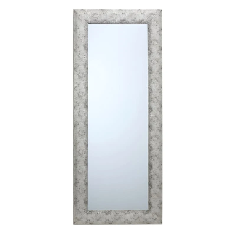 Silver Raised Dots Framed Wall Mirror, 24x58 3 Silver Raised Dots Framed Wall Mirror, 24x58