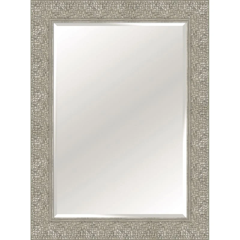 Silver Woven Distressed Wall Mirror, 30x36 3 Silver Woven Distressed Wall Mirror, 30x36
