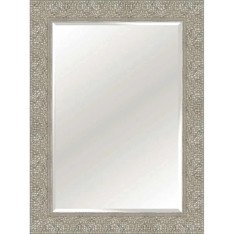Silver Woven Distressed Wall Mirror, 32x44 3 Silver Woven Distressed Wall Mirror, 32x44