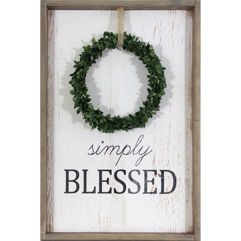 Simply Blessed Wood Framed With Wreath Accent Wall Sign, 16x24 3 Simply Blessed Wood Framed With Wreath Accent Wall Sign, 16x24