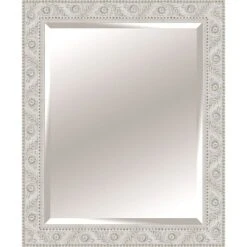Solid Wood Floral Antique White Wall Mirror, 28x34