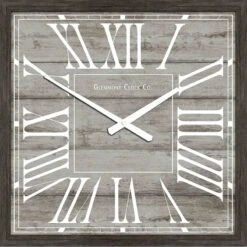 Square Grey Woodgrain Wall Clock, 40"