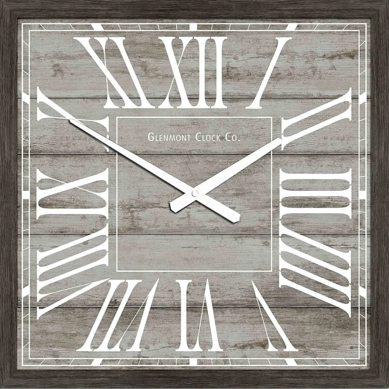 Square Grey Woodgrain Wall Clock, 40" 3 Square Grey Woodgrain Wall Clock, 40"