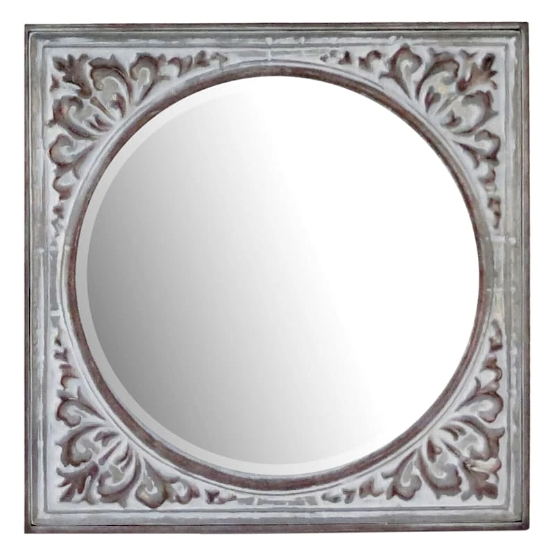 Square Medallion Wall Mirror, 20" 3 Square Medallion Wall Mirror, 20"