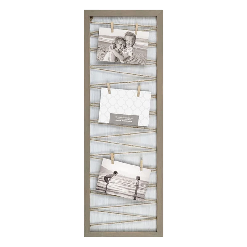 String Collage With Clothespin Photo Clips, 10x28 3 String Collage With Clothespin Photo Clips, 10x28