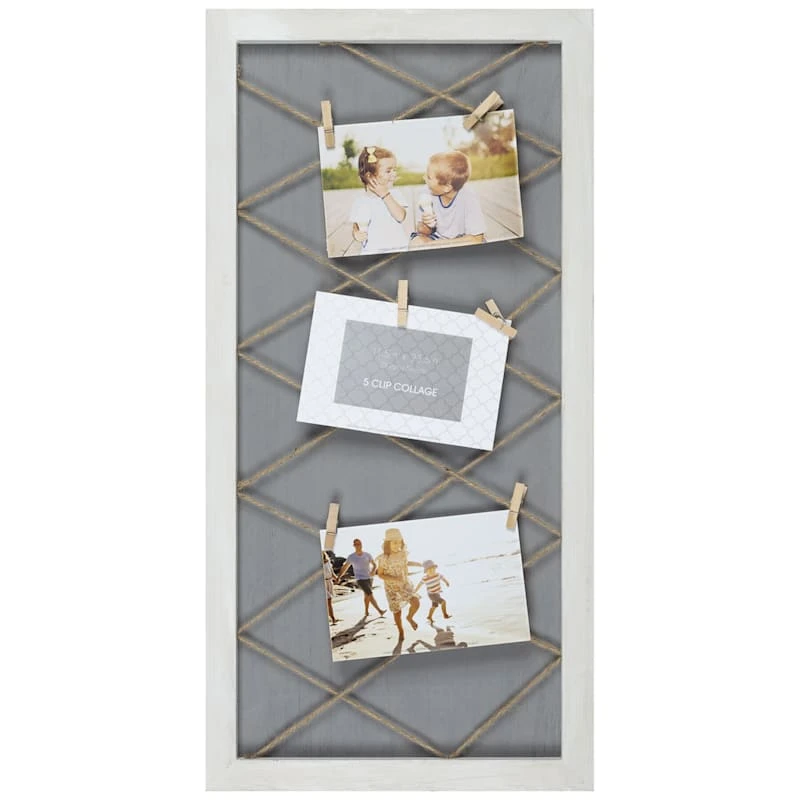 String Collage With Clothespin Photo Clips, 12x24 3 String Collage With Clothespin Photo Clips, 12x24