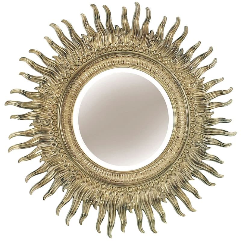 Sunray Polyurethane Champagne Round Wall Mirror, 45" 3 Sunray Polyurethane Champagne Round Wall Mirror, 45"