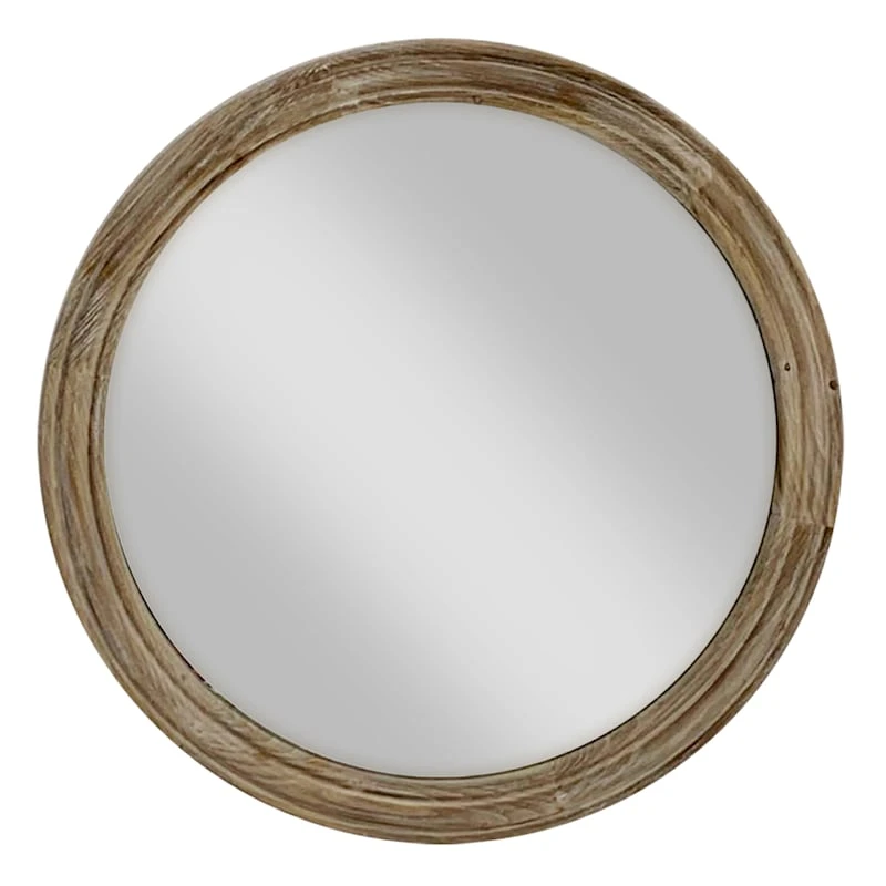 Thin Wood Round Wall Mirror, 24" 3 Thin Wood Round Wall Mirror, 24"